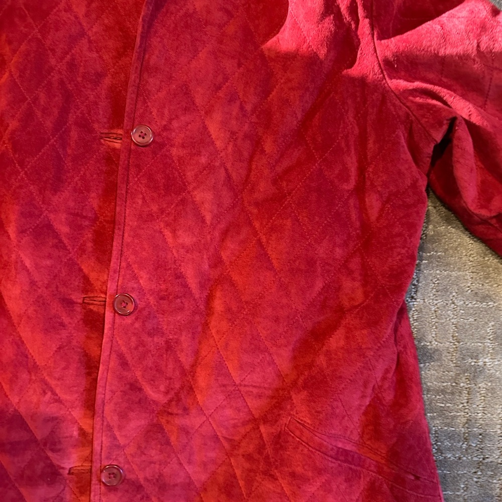 Vintage Red Suede Pea Coat - Picture 4 of 4